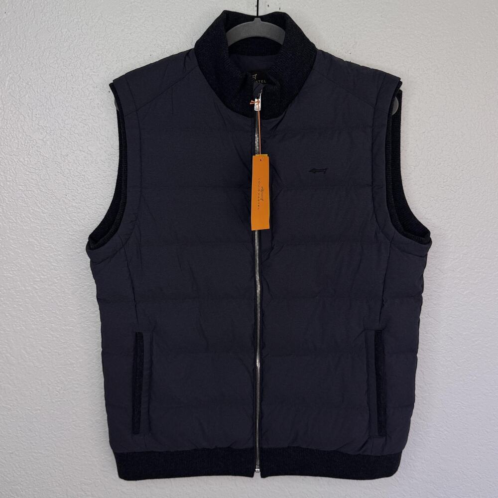 Louis Castel Vest Mens 105 Large Down Puffer Dog Logo Full Zip Insulated NEW